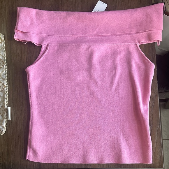 Express Tops - Express Pink Off-Shoulder Blouse